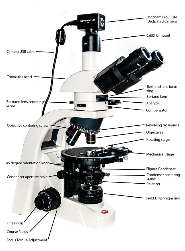 MOTIC BA310偏光显微镜主要部件结构图解